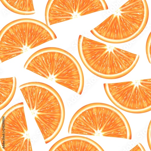 Sliced orange seamless pattern. Vibrant exotic fruits background