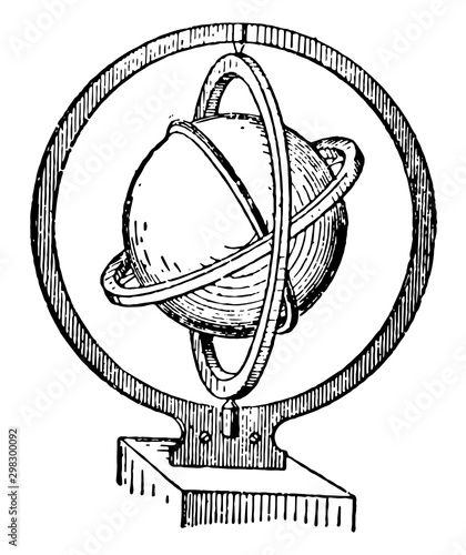 Gyroscope vintage illustration.