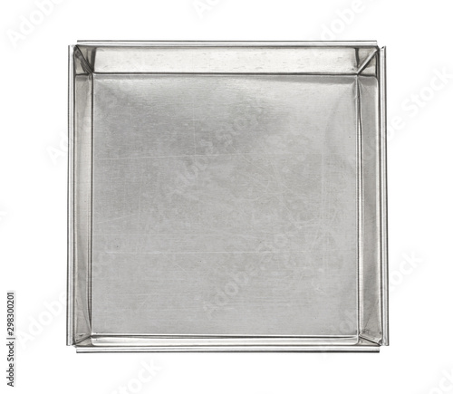 Metal box top view (with clipping path) isolated on white background