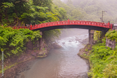 Shinkyo (Sacred Bridge) stands at the entrance to Futarasan Shrine in Nikko, Japan.