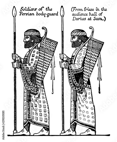 Persian Soldiers vintage illustration.