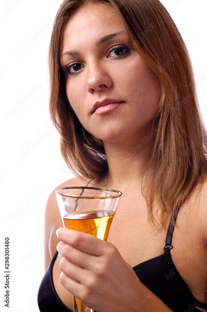 Beautiful woman with glass of wine Beautiful woman with glass of wine