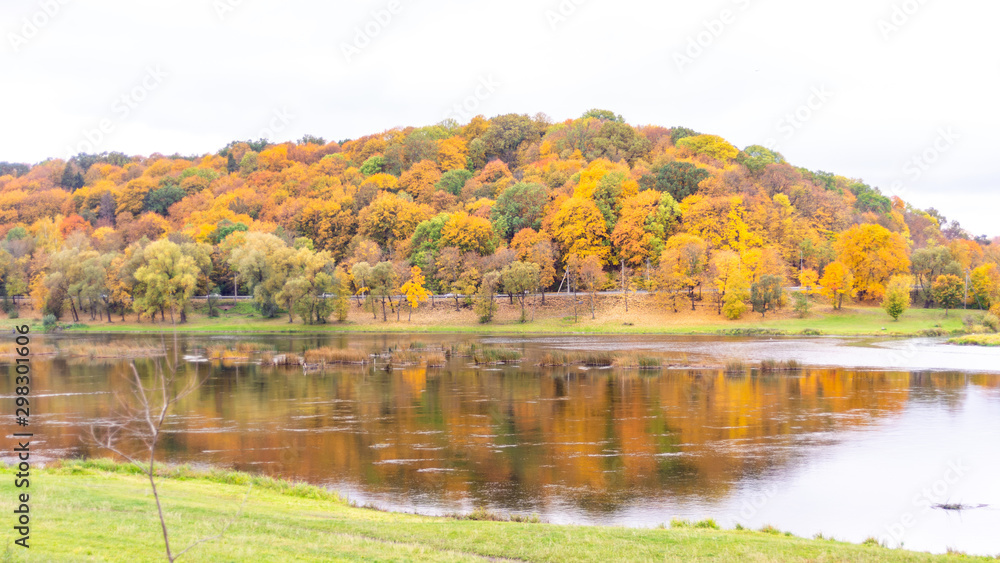 Landscape with river and trees in Lithuania