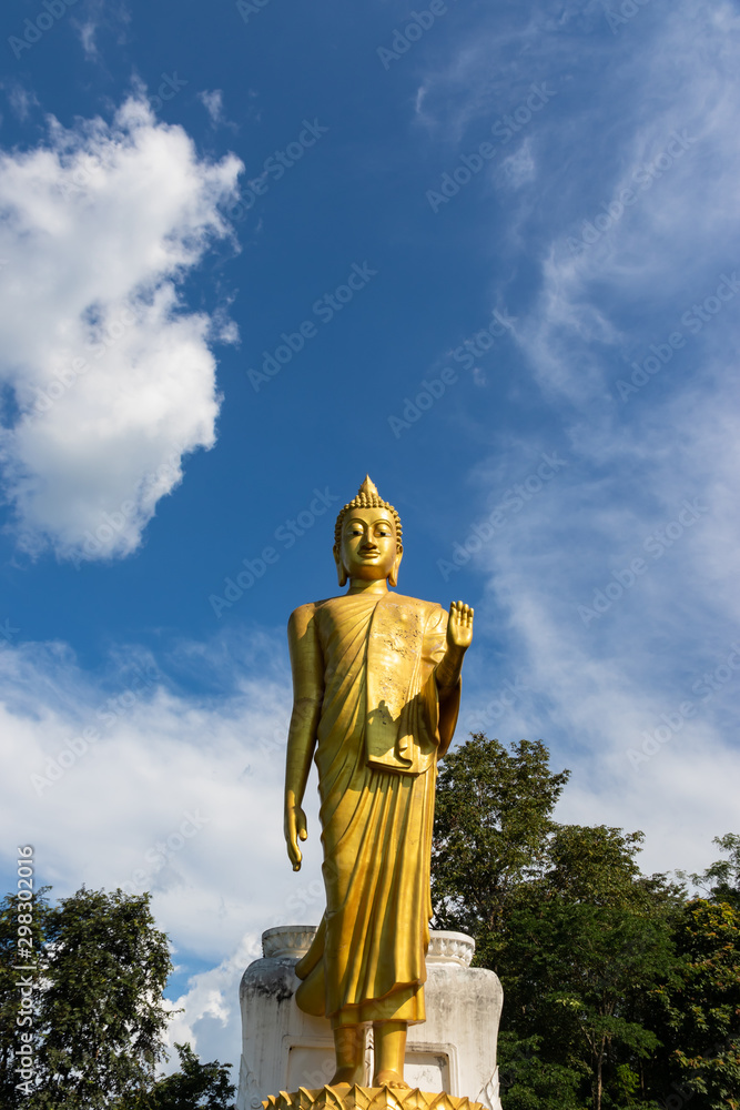 Obraz premium standing golden buddha statue
