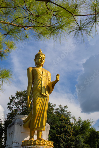 standing golden buddha statue
