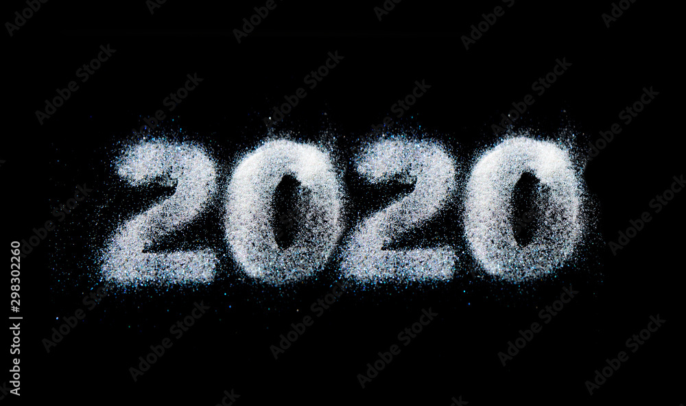 New Year 2020 text over black background. New Year 2020 text over black background.