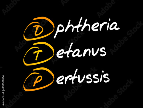 DTP - Diphtheria Tetanus Pertussis acronym, medical concept background