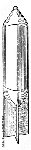 192 Pound Trench Mortar Bomb Shell, vintage illustration.