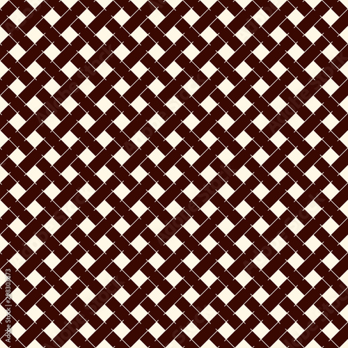 Abstract braiding background. Seamless surface pattern with repeated diagonal weave rectangular tiles. Wicker wallpaper