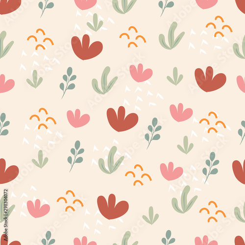 Wallpaper Mural Seamless pattern with flowers in doodle style.Botanical background Torontodigital.ca