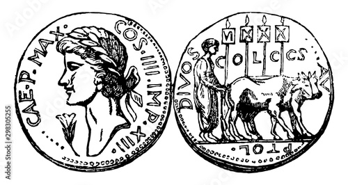 Medal of Claudius vintage illustration.