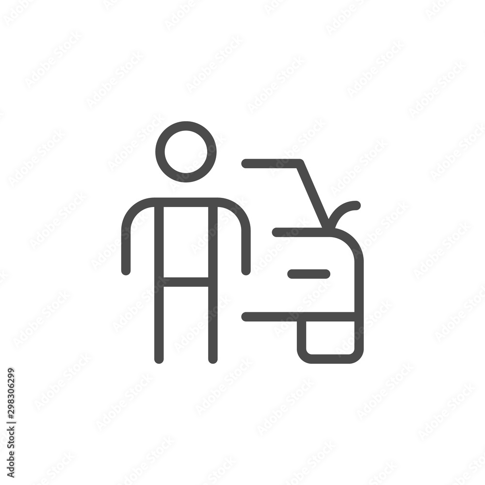 Driver and car line outline icon Driver and car line outline icon