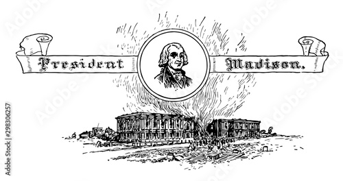 President Madison vintage illustration