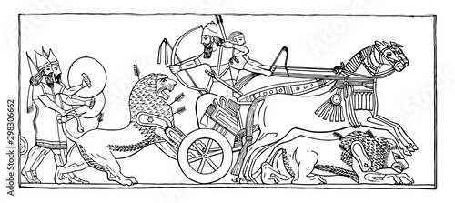 Assyrian Bas vintage illustration.
