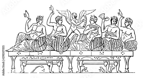 Symposium, vintage illustration.