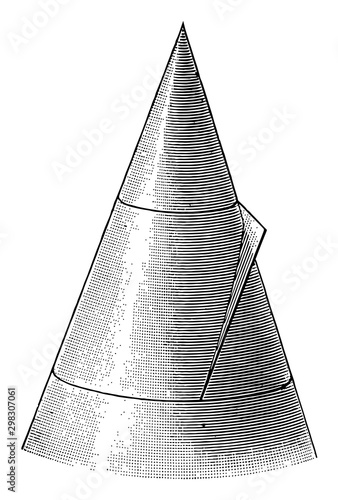 Conic Section Showing Parabola. vintage illustration.