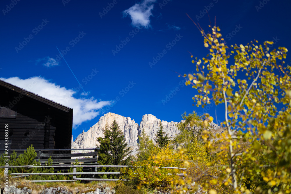 Alpine village of Carezza in the Dolomites with views of Mount Roda di Vael Alpine village of Carezza in the Dolomites with views of Mount Roda di Vael