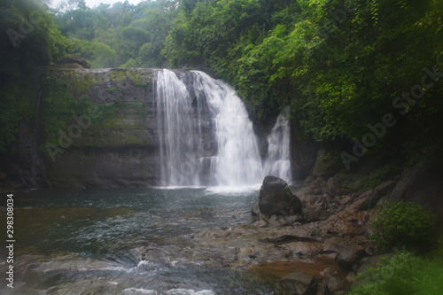 Waterfall of  the hills of Shillong in Meghalaya  silky blur water and natural surroundings with trees.