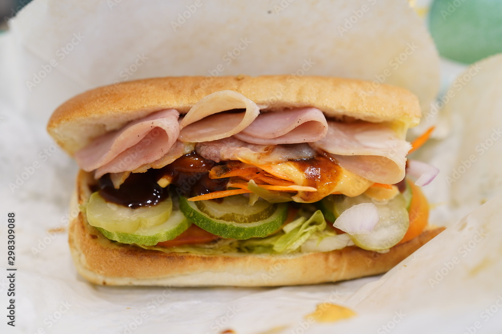 Sandwich Ham Sliced with vegetables Sandwich Ham Sliced with vegetables