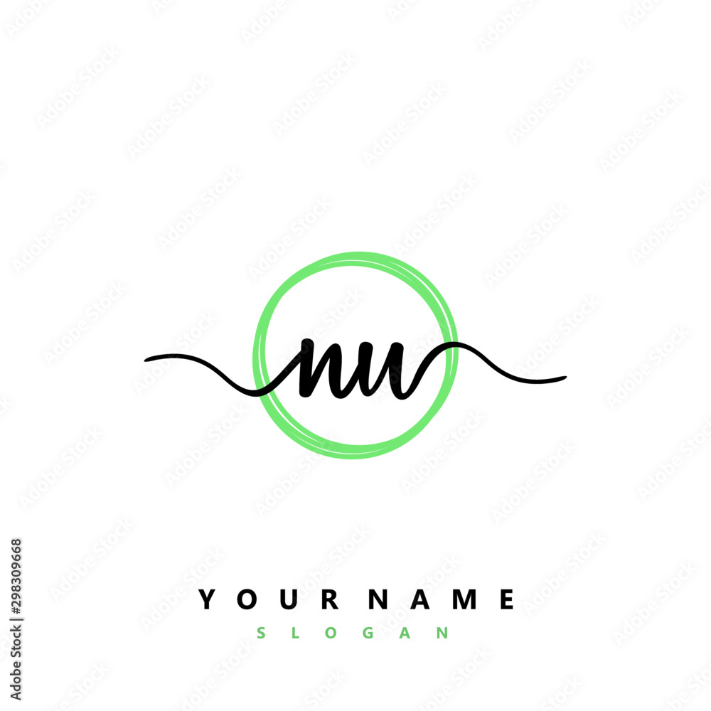 NU Initial handwriting logo vector NU Initial handwriting logo vector