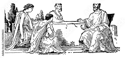 Gathering of Greeks, vintage illustration.