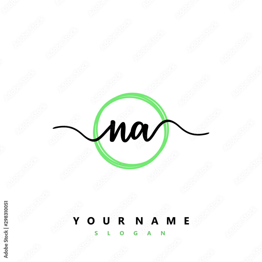 NA Initial handwriting logo vector NA Initial handwriting logo vector