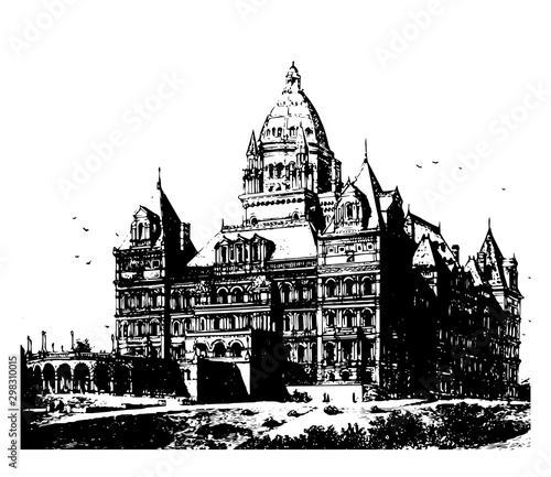State Capitol of Albany vintage illustration