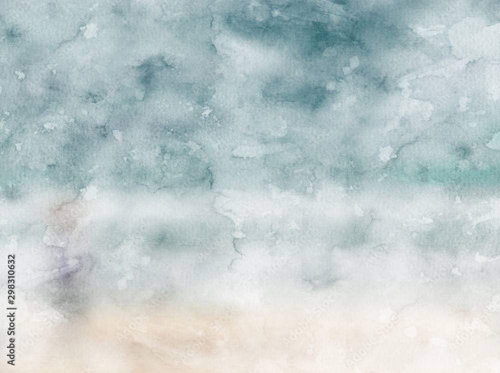 Fototapeta premium Abstract beach ocean watercolor for background. Creative abstract painted background, wallpaper, texture.