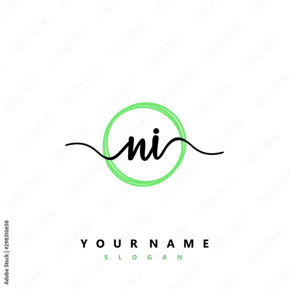 NI Initial handwriting logo vector NI Initial handwriting logo vector