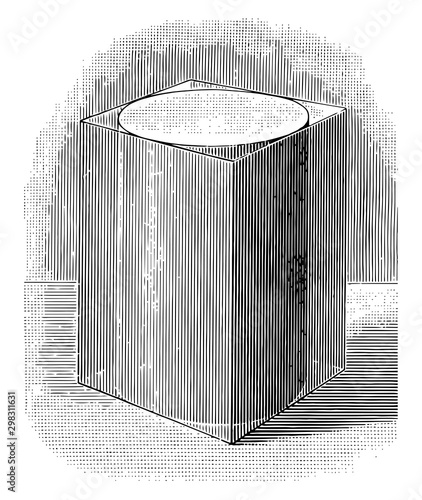 Prism Circumscribed About A Cylinder vintage illustration.