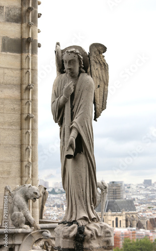 detail of statue of Notre Dame de Paris