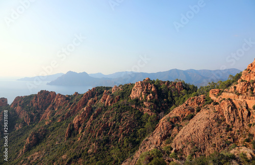 red rock at sunset in Corsica Island