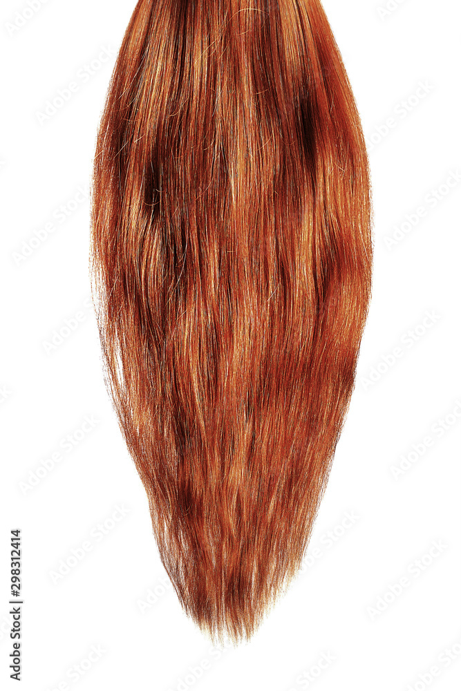 Long damaged straight henna hair isolated on white background Stock Photo |  Adobe Stock