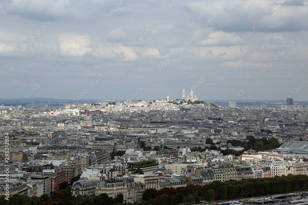 Aerial view of Paris in France from Eiffel Tower