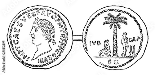 Ancient Roman coin vintage illustration.