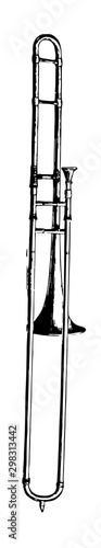 Slide Trombone, vintage illustration.