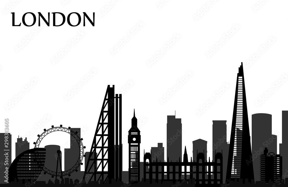 Cityscape with all famous buildings. Skyline London city composition for design
