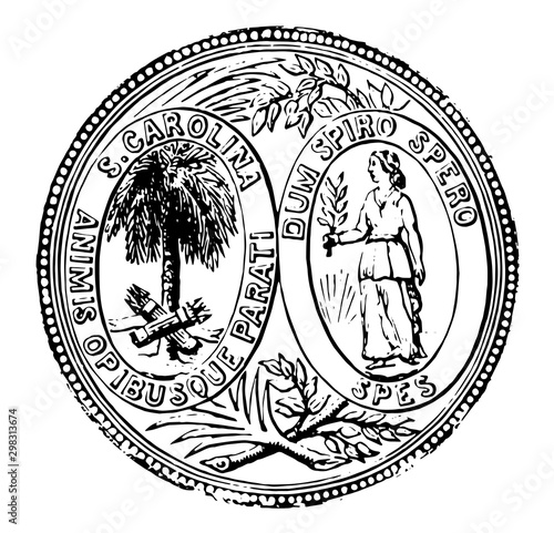 South Carolina Seal vintage illustration