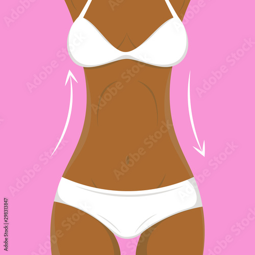 Illustration of Young beautiful african american slim lady.