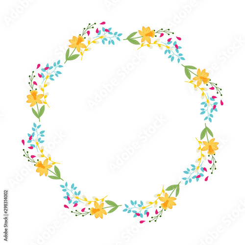 Decoration template wreath for cards  greetings  invitation  announcements  anniversary. Botanical vector illustration