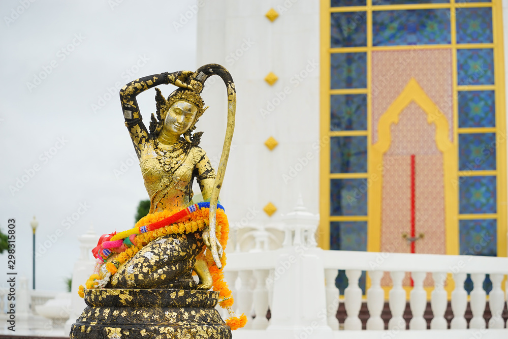 Phra Mae Thorani statue. Phra Mae Thorani is a goddess from Buddhist