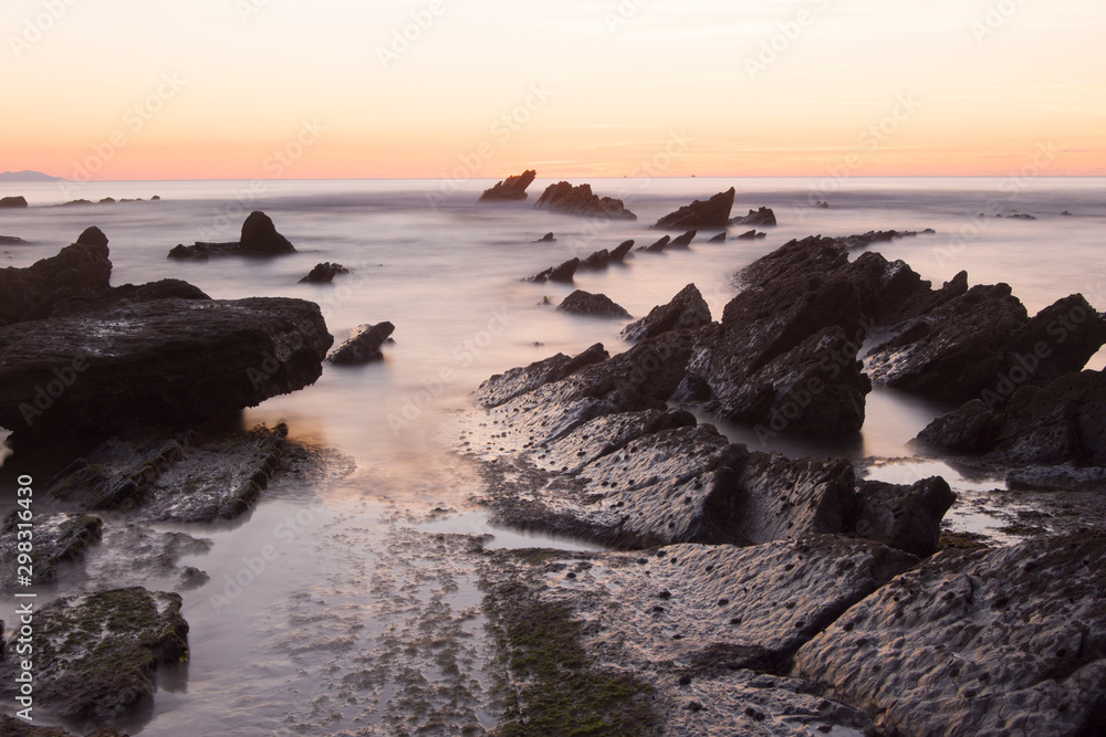Sunset in Barrika beach, Basque country