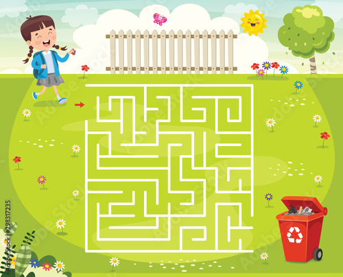 Maze Game Illustration For Children