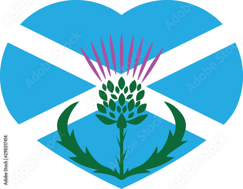 thistle on the background of the flag of Scotland
