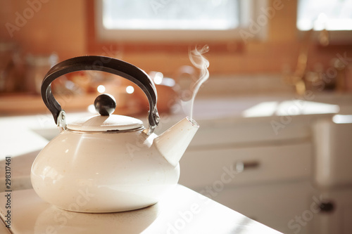 Vászonkép Close-up of teapot on kitchen counter at home