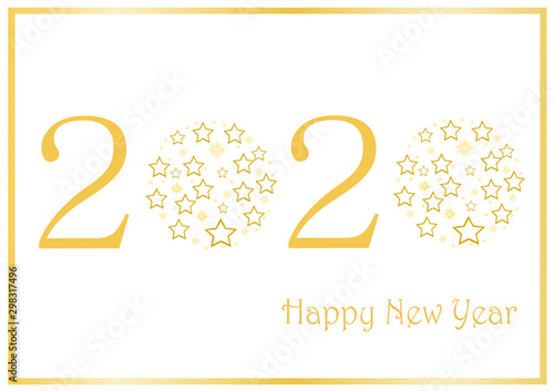 Happy  New Year, white and gold