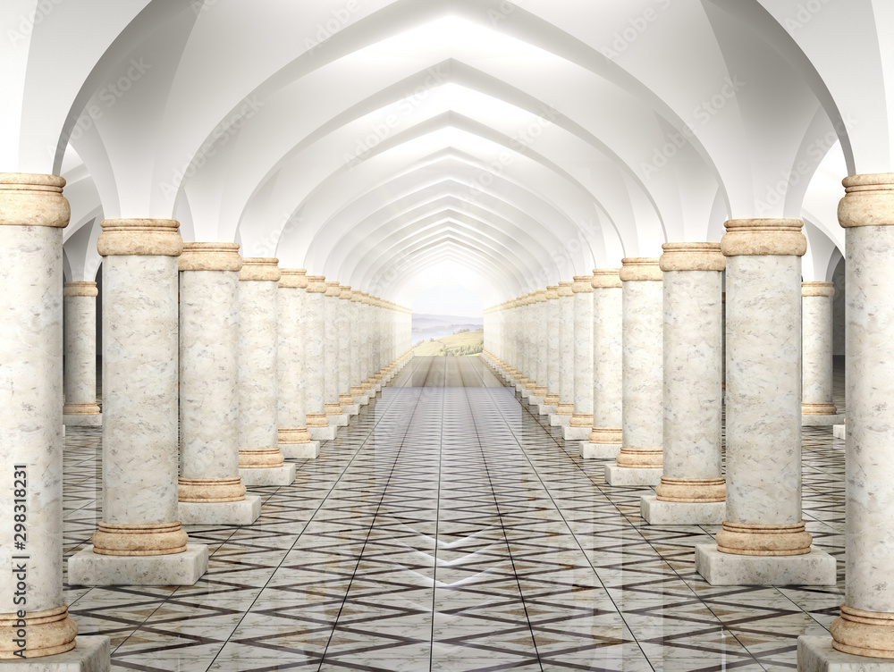 Obraz premium Hall with columns and vaulted ceiling 3D illustration 3D rendering