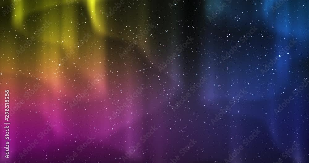 Seamless video loop - multicolour aurora in a clear night sky with twinkling stars - 3D-render - ProRes Seamless video loop - multicolour aurora in a clear night sky with twinkling stars - 3D-render - ProRes