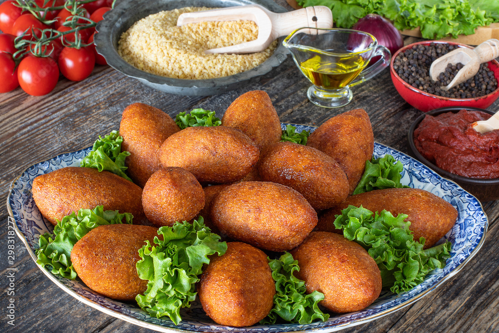 Turkish domestic special food icli kofte and oruk Turkish domestic special food icli kofte and oruk