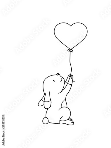 liebe luftballon herz hase häschen kaninchen kleiner süßer nidelicher karnickel beten haben wollen greifen betteln halten oben hoch comic cartoon clipart design cool kind baby